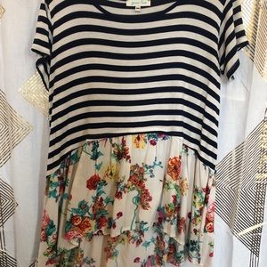 Grace & Lace floral striped top size M